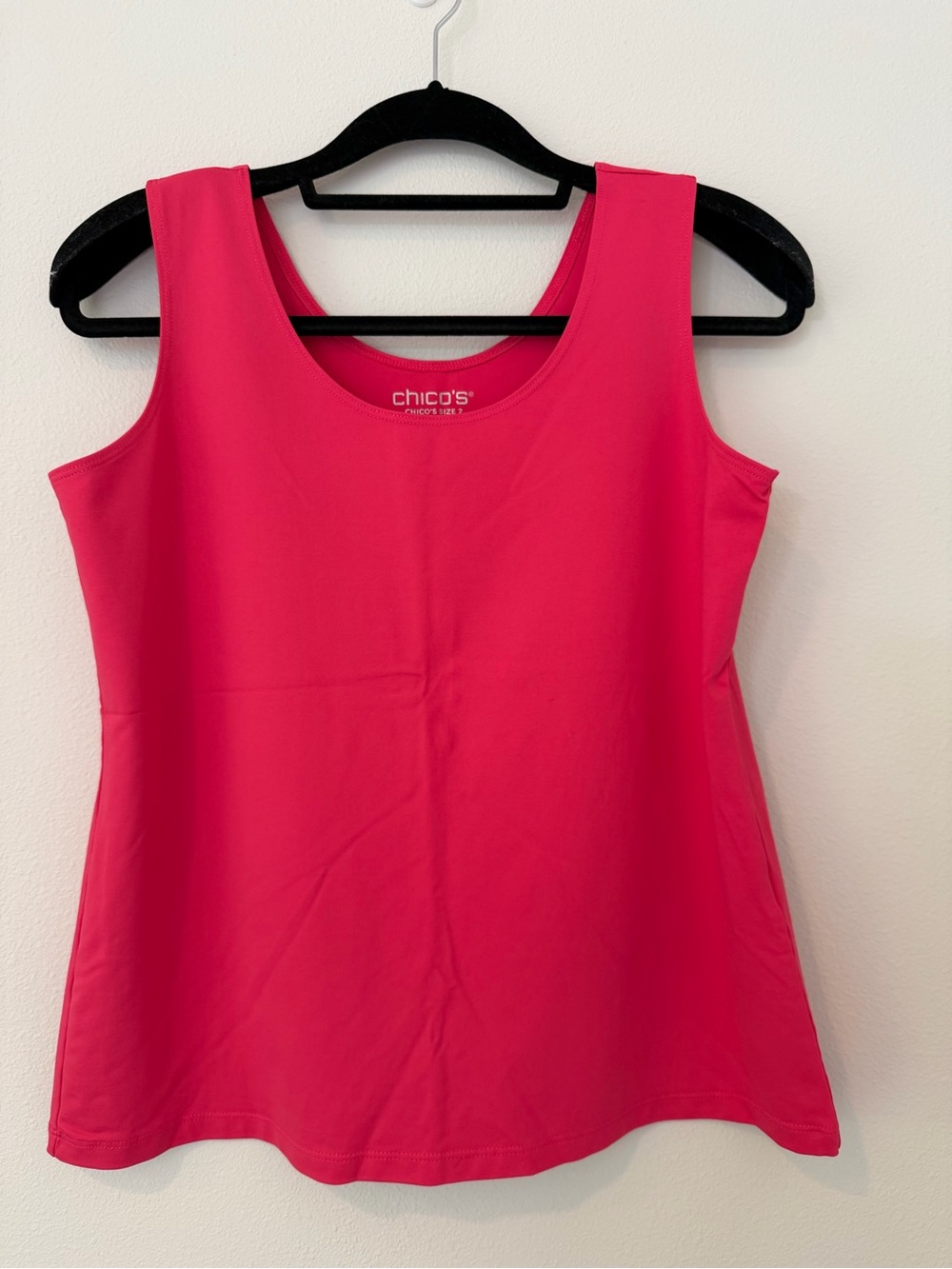 Chico's Microfiber Tank Top Bright Pink Scoop Neck Sleeveless Top